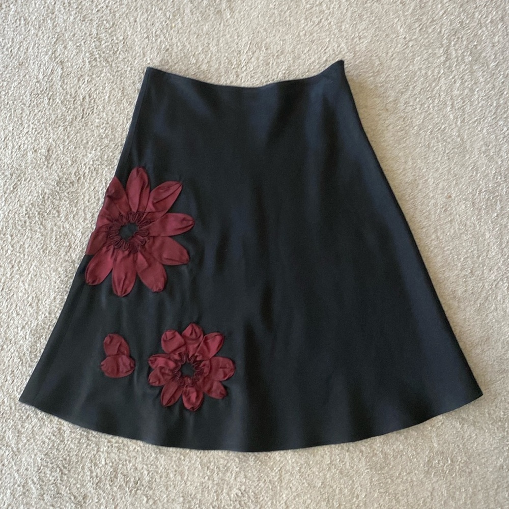SINGLE Brand Vintage Holiday Skirt Floral Red Black Y2K Festive Christmas - 10